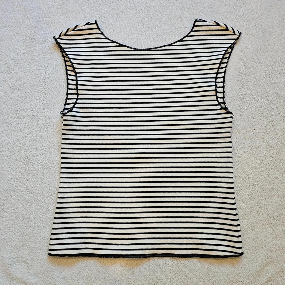 Maeve by Anthropologie white and black horizontal striped tank top